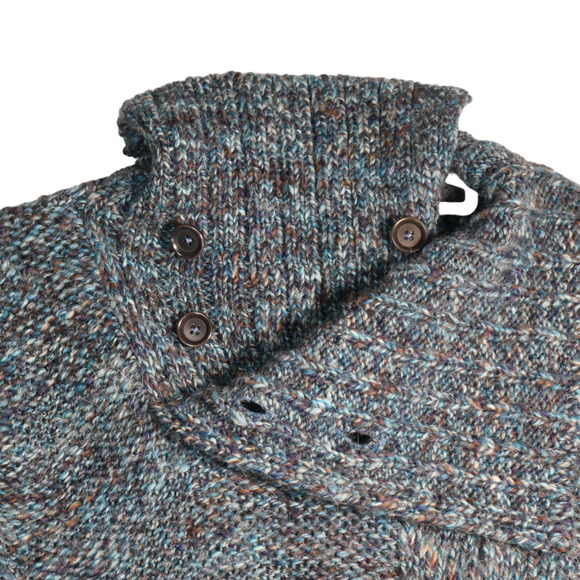 Orvis Tunic Sweater Womens L Marled Blue Wool Alpaca Blend Fuzzy Chunky Boho - Picture 7 of 9